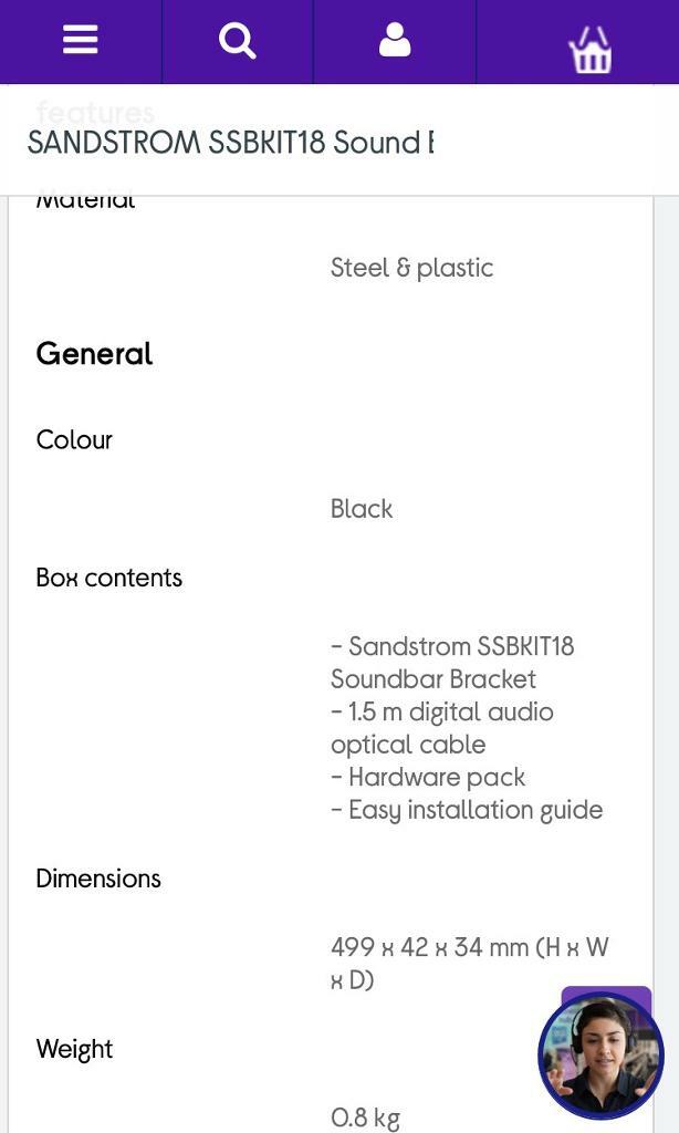 sandstrom soundbar bracket